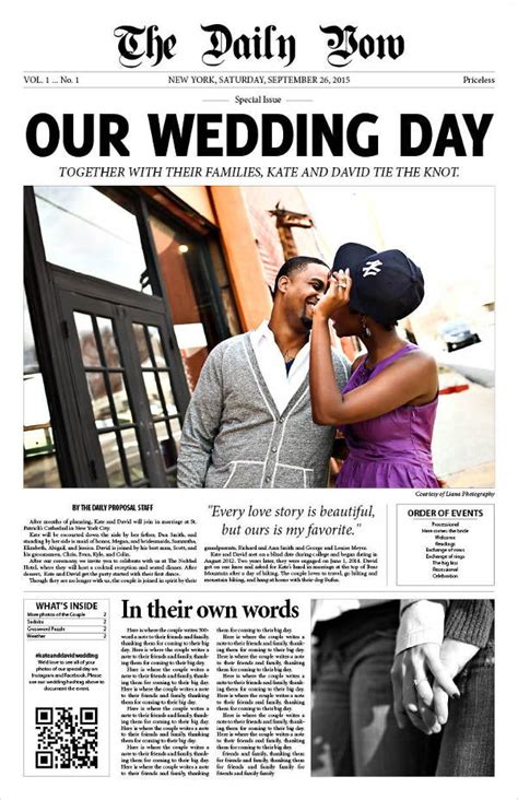 wedding newspaper template|newspaper wedding announcement template.